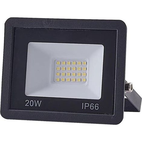 Projecteur LED - Éclairage extérieur - Projecteur 20 W - Lumière blanche froide - Étanchéité IP66 - Noir - Aluminium/verre (1/5)