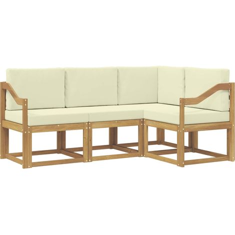 Set di divani da esterno con cuscino 4 pz Salotto da Giardino Bianco e Crema (1/5)