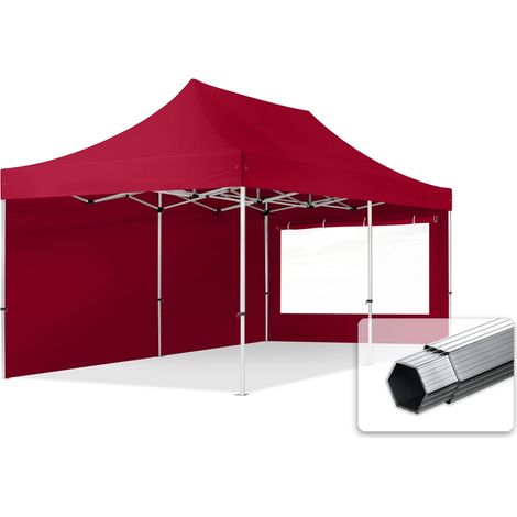 3x6m Pop Up Gazebo PROFESSIONAL Aluminium 40 mm, incl. Sidewalls with Panorama Windows, red High Performance Polyester approx. 400g/m² (1/5)