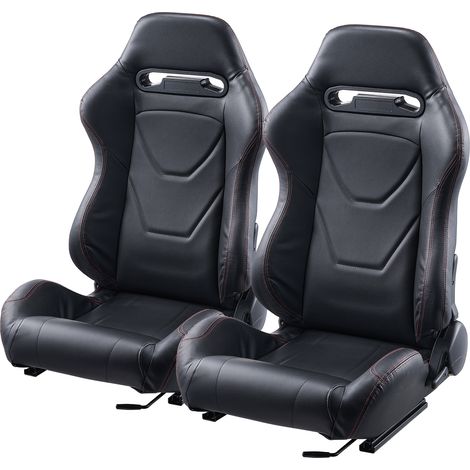 Mophorn Rennsitz 2er-Set, verstellbares Liege-Cockpit mit hochelastischem Schaumstoff, PVC-Leder, Q235B-Schieber für Rennwagen und Go-Karts