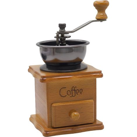 QAZQA Moulin à café manuel en bois marron rétro Moulin à café à manivelle portable Moulin à expresso de conception antique pour grains de café Ciseau en acier inoxydable