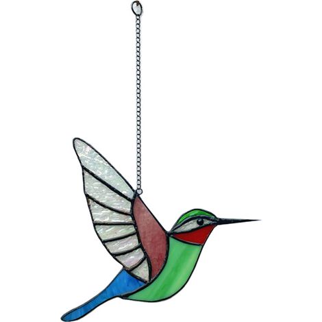Hängende Glasdekoration „Kolibri-Zoo“, personalisiertes Muttertagsgeschenk, farbenfrohe Glaskunst (1/5)