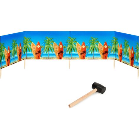 Garronda Paravent Plage Coupe-Vent Camping Brise-Vent avec Marteau en Caoutchouc 5 m GAEX001 (Planches de Surf, 5 m)