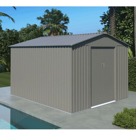 Abri de jardin métal 7,9 m² – Structure acier zingué galvanisé – Dimensions ext. 261 x 301 x 198 cm – Grilles d'aération pour humidité – La Maison Du Jardin (1/6)