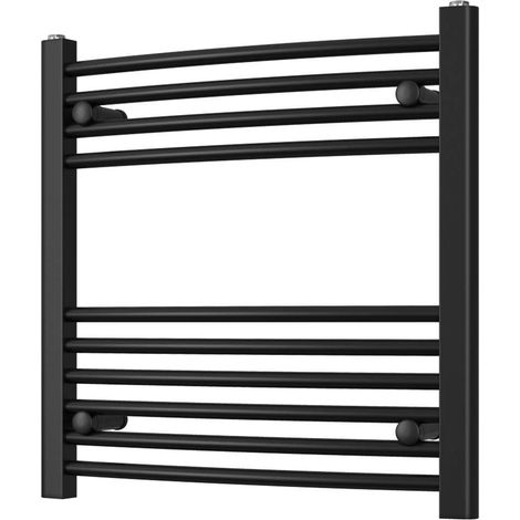 Zennor - Black Heated Towel Rail - H600mm x W600mm - Curved (1/3)