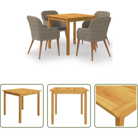 vidaXL Salle à manger extérieure - Ensemble à manger de jardin 5 pcs Marron (1/5)