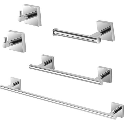 Set accessori a muro 5 pezzi in acciaio cromato e viti incluse  Easy