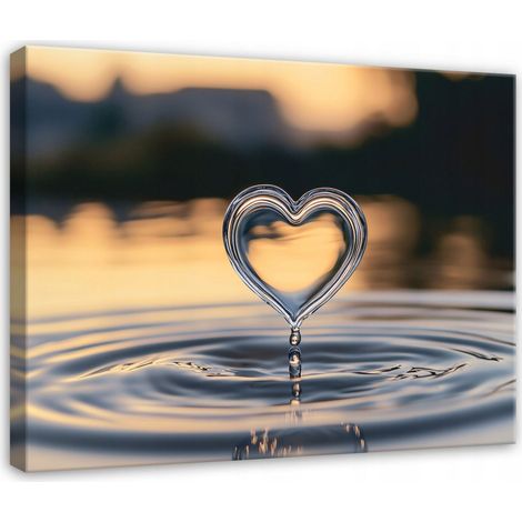 Peinture abstraite coeur eau pour chambre salon cuisine sur toile 120x80 (1/3)