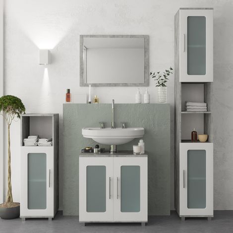 Espejo de baño Kiko, Hormigón, 45 x 60 cm, Vicco