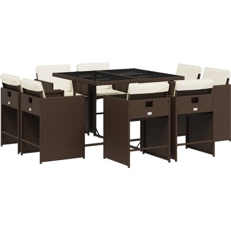 Maison Exclusive - Set comedor para jardín 9 pzas y cojines ratán (1/5)