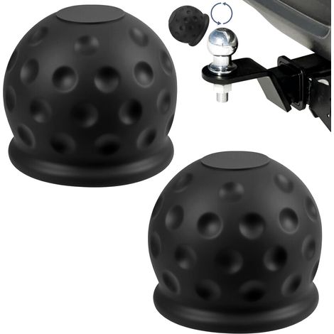 2 Pièces Cache Boule Attelage Voiture, Protection Boule Attelage Voiture, Couvercle pour Boule d'Attelage en Caoutchouc, Universelle en Protection Contre Rouille et Oussière, Noir (1/5)