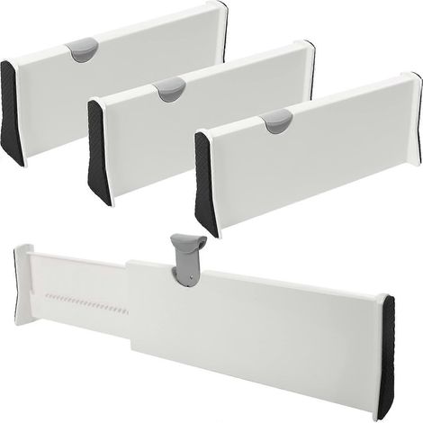 Séparateurs de tiroir modulaires en plastique (lot de 4), L 28 x H 10 cm, séparateurs extensibles pour tiroir, pour cuisine, salle de bain, placard et commode (1/4)