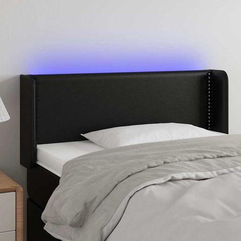 vidaXL Cabecero con LED cuero sintético negro 103x16x78/88 cm (1/5)