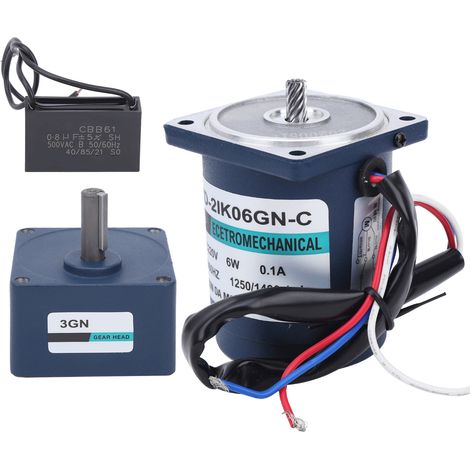 Moteur à engrenages 6 W AC220 V XD2IK06GN-C, vitesse constante + réducteur + condensateur (1/5)