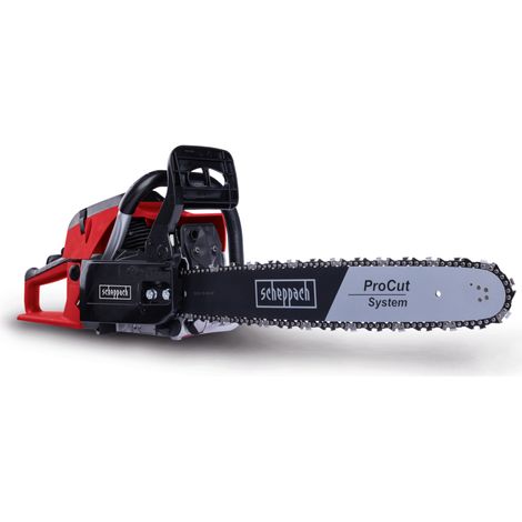 Scheppach Tronçonneuse thermique PCS56 - moteur 2 temps - 56 cm³ - Ø coupe max 47 cm - longueur guide chaine 51 cm - frein de chaine (1/5)