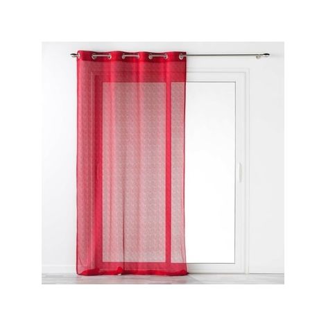Voilage à œillets 140 x 240 cm – Maille CASTILLE Rouge – Finition élégante et moderne (1/3)