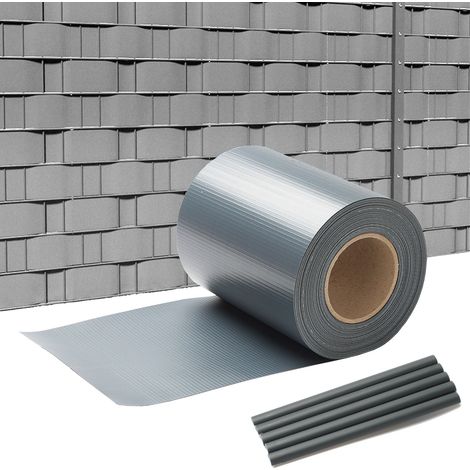 Jiubiaz 1 rotolo di strisce di protezione in PVC 70 m x 19 cm con 60 clip di fissaggio per recinzioni da giardino, balconi Antracite