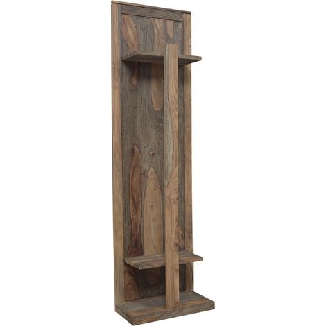 Wandgarderobe Sheesham 55x35x200  grau geölt NATURE GREY 002