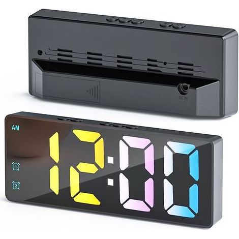 Sveglia digitale a specchio LED elettronico con visualizzazione della data e della temperatura, controllo vocale, due allarmi per la decorazione della camera da letto (1/5)