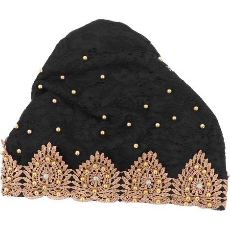 Muslim Turban Hat Stylish Comfortable Breathable Multicolor Floral Design Stretch Head Wrap for Daily Use WorshipBright Black (1/5)