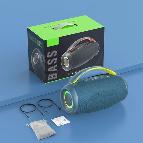 Enceinte Bluetooth Portable 60W, Caisson de Basses Puissant, Batterie 8000mAh, Lumières RGB, Étanche IPX6 pour Extérieur Cyan (1/5)