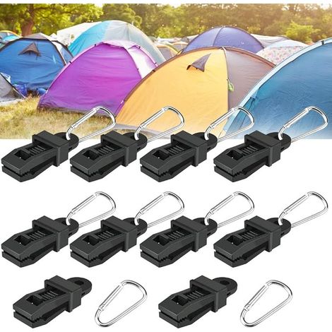12 Pièces Clip de Tente de Camping Réutilisable Clip de Bâche en Plastique Tarp Clips avec 10 Crochets Clip Coupe-Vent Clip pour Auvent de Tente (1/5)