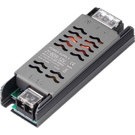 Pilote d'alimentation LED 12 V, Pilote d'alimentation LED DC 12 V 60 W Transformateur de Tension Constante pour Projet d'ingénierie de Bande Lumineuse AC110, Cordons (1/5)