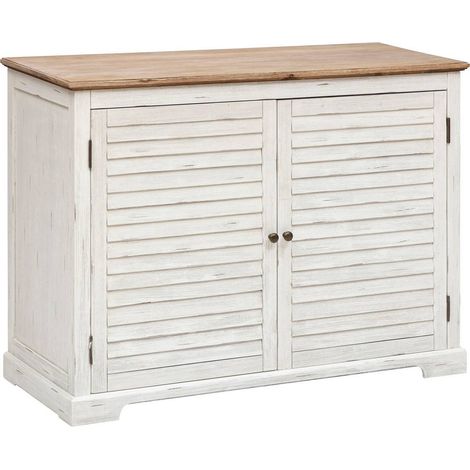 Credenza a 2 ante olbia in metallo e acacia 110x45cm bianco - Atmosphera créateur d'intérieur (1/5)