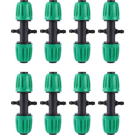 8pcs 1/2 "à 2 Voies 1/4" Tuyau d'irrigation raccord de qualité Anti-Chute (Convient à 13mm ID / 4mm ID) (10pcs 4 canaux) (1/5)