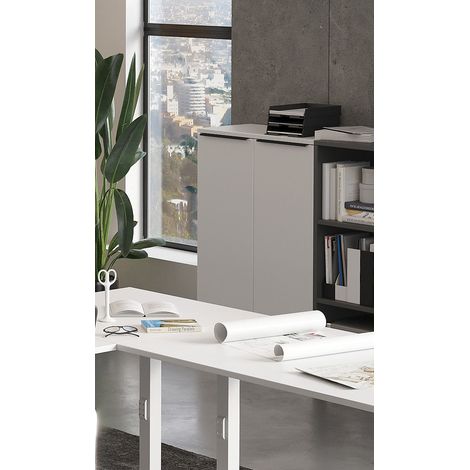 Armoire basse de bureau 2 portes blanche Maily (1/5)