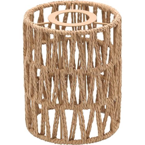 Abat-jour En Rotin Abat Jour Boho Cylindrique Rotin Abat-jour Extérieur, Lampe De Table Abat-jour De Rechange Accessoire Pour Plafonnier Lampes Suspendues Lampadaire (1pièces) (1/5)