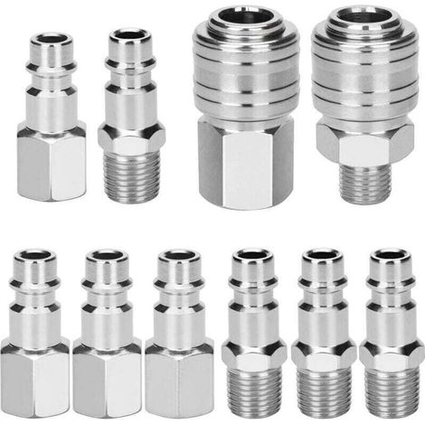 10 PCS Raccords de compresseur 1/4"BSP Maillon rapide Pneumatique Européen Coupleur pneumatique d'air kit compresseur accessoire d'air tuyau air comprimé du connecteur Homme Femme
