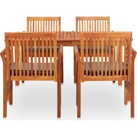 Maison Exclusive - Set da Pranzo da Giardino 5 pz con Cuscini Massello di Acacia (1/5)
