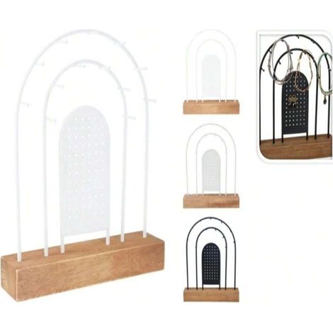 Porte-bijoux mural 180x45x230mm, organiseur de colliers et bagues, support en métal noir pour dressing et salle de bain