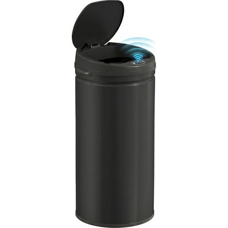 Poubelle cuisine automatique - HOMCOM - 42L - couvercle à fermeture en douceur - acier inoxydable - 30,5x30,5x68cm - noir (1/5)