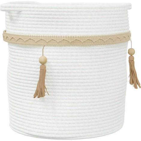 Panier de rangement blanc Ø38x36 cm coton