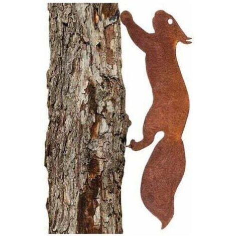 Ardilla para árbol - Decoración de jardín, XU, Metal - 30 cm - Pátina de óxido natural, Producto de calidad superior, Duradero y confiable, Materiales seleccionados, Satisfacción garantizada - K (1/4)