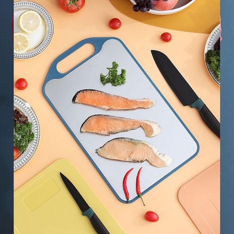 Planche à découper double face en plastique, planche à découper en acier inoxydable, planche à découper ménagère, planche adhésive, planche à découper à roulettes pour la cuisine, petite planche à déc (1/3)