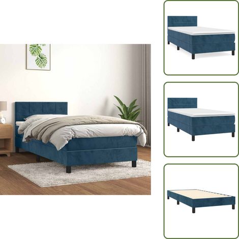 Cama box spring - vidaXL Cama box spring con colchón terciopelo azul oscuro 80x200 cm - Colchón ensacado