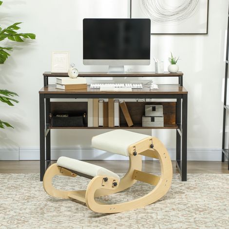 Chaise à genoux, siège ergonomique en bois avec fonction bascule, chaise à genoux réglable pour bureau à domicile (1/5)