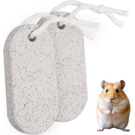 2 Pièces Pierre à Ronger, Roche Volcanique, Accessoire Dentaire, Jouet Suspension, Pour Lapin Hamster Rongeur (1/5)