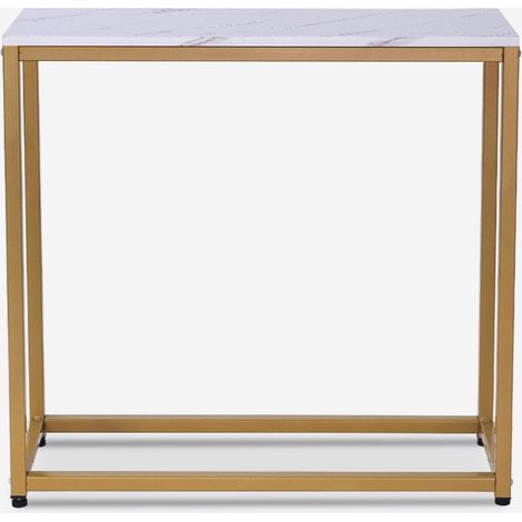 Consolle moderna mobile ingresso in metallo 80x30x75cm Nigel - Effetto marmo bianco