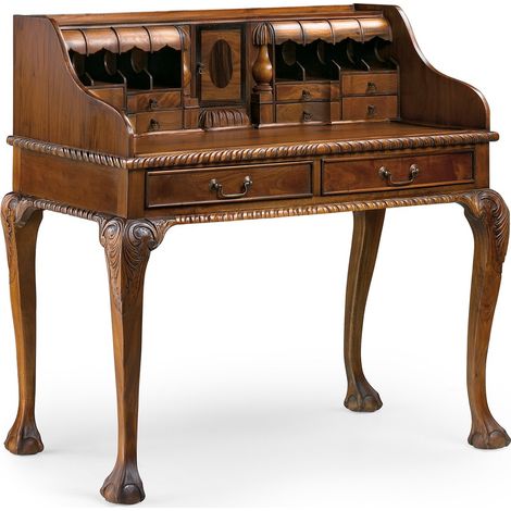 Bureau secrétaire en bois d'acajou marron Castle 105cm (1/5)