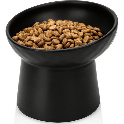 Ciotola per cibo per animali domestici, ciotola per gatti, lettiera per gatti in ceramica inclinabile, lettiera per gatti in ceramica con gambe alte, ciotola per cibo e acqua per gatti, cibo (1/5)