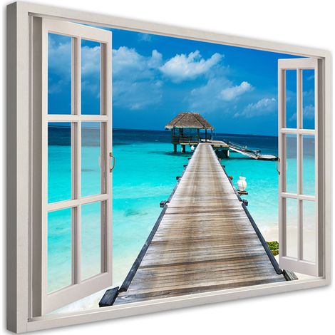 Tableau déco Fenêtre Mer bleue nature 60x40 (1/5)