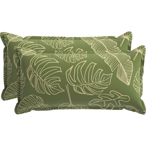 Lot de 2 coussins décoratifs HOUTEN - 40 × 70 cm - modèle feuille - polyester (1/4)