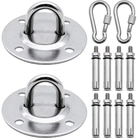 Gancho de techo de acero inoxidable resistente de 2 piezas para colgar sacos de boxeo, hamacas, columpios, paredes de hormigón y más. Ideal para gimnasios, yoga aéreo, hamacas, columpios, sacos de box (1/5)