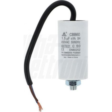 Alpha elettronica condensatore polipropilene con cavo 1.5uf 450v alpha elettronica cbb60g0150 motori elettrici
