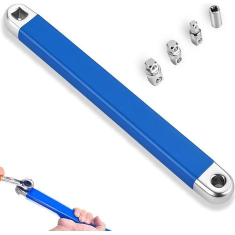 Schlagfester, abgewinkelter Schraubenschlüsselsatz – Ratschenverlängerung mit 1/2", 1/4" und 3/8"-Antriebsadaptern – Profi-Werkzeug (1/5)