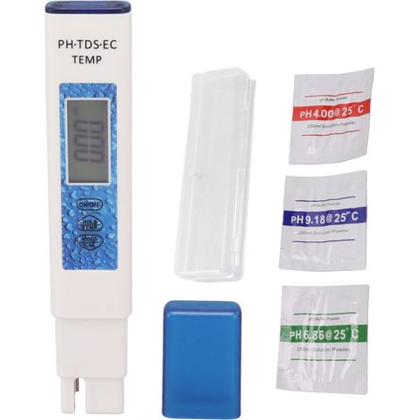4-in-1 Digitaler Wassertester in Stiftform – Präzise Messung von pH-Wert, TDS, EC und Temperatur – Tragbar und zuverlässig – Blau (1/5)